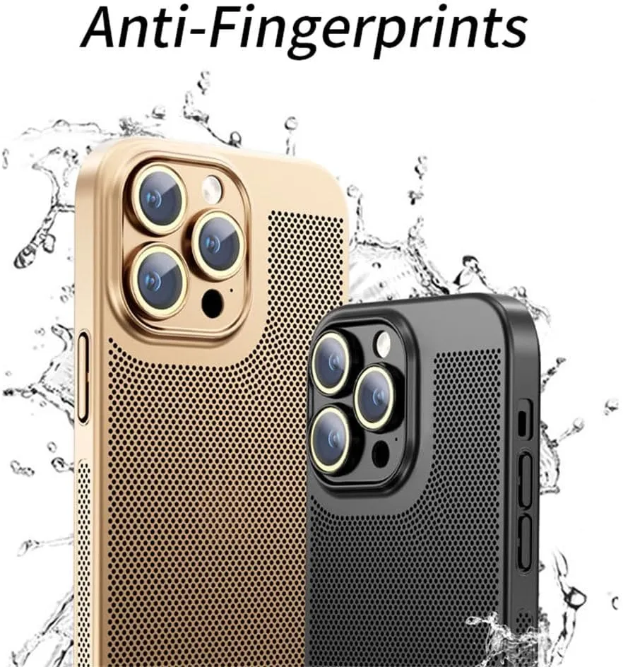 Heat Dissipation Phone Case for iPhone 11 12 13 14 15 16 Pro Max 14 15 16 Plus Electroplated Border Honeycomb Mesh Protective Case,Dark Blue,for iPhone 16