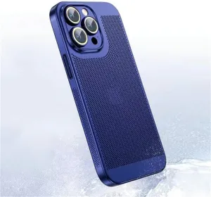 Heat Dissipation Phone Case for iPhone 11 12 13 14 15 16 Pro Max 14 15 16 Plus Electroplated Border Honeycomb Mesh Protective Case,Dark Blue,for iPhone 16