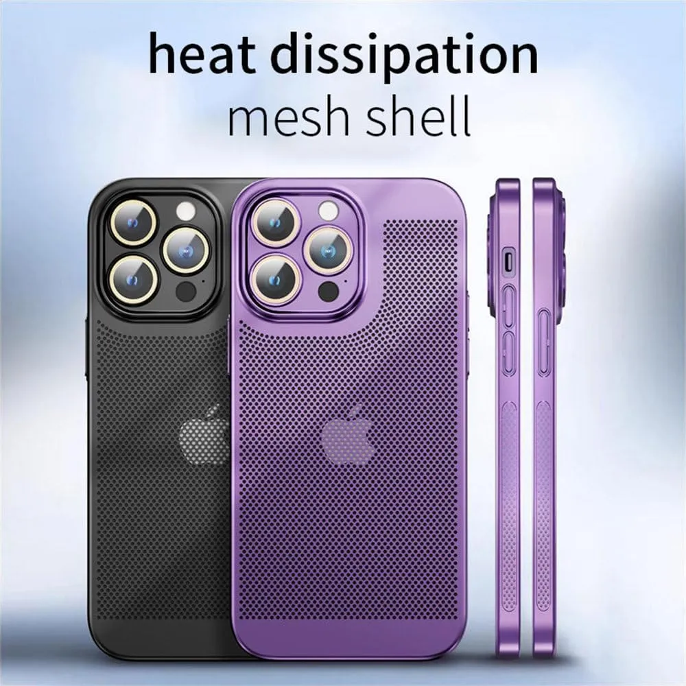 Heat Dissipation Phone Case for iPhone 11 12 13 14 15 16 Pro Max 14 15 16 Plus Electroplated Border Honeycomb Mesh Protective Case,Dark Blue,for iPhone 16