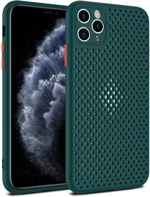 Heat Dissipation Phone Case, New Breathable Hollow Cellular Hole Heat Dissipation Case Full Back Camera Lens Protection Ultra Slim TPU Case Cover (Dark Green, Compatible with iPhone XR)