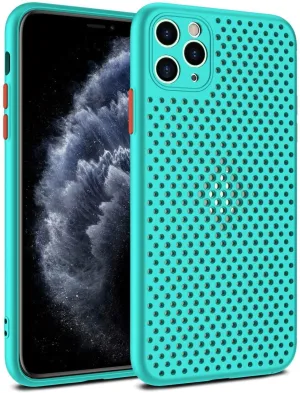 Heat Dissipation Phone Case, New Breathable Hollow Cellular Hole Heat Dissipation Case Full Back Camera Lens Protection Ultra Slim TPU Case Cover (Mint Green, Compatible with iPhone XR)