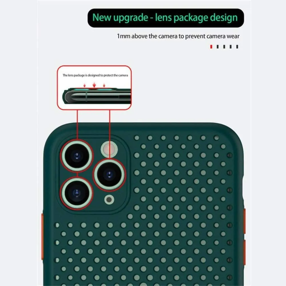 Heat Dissipation Phone Case, New Breathable Hollow Cellular Hole Heat Dissipation Case Full Back Camera Lens Protection Ultra Slim TPU Case Cover (Mint Green, Compatible with iPhone XR)