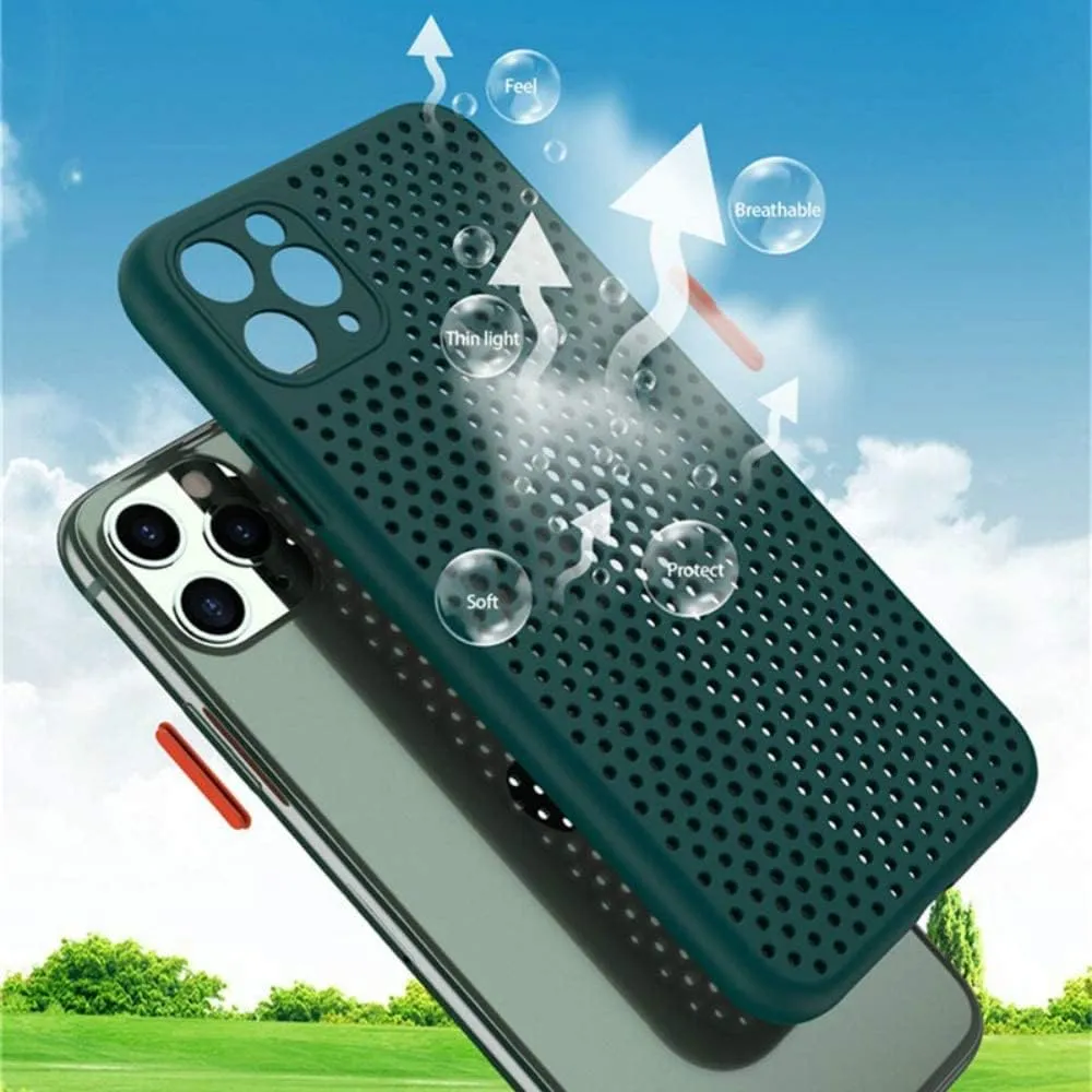 Heat Dissipation Phone Case, New Breathable Hollow Cellular Hole Heat Dissipation Case Full Back Camera Lens Protection Ultra Slim TPU Case Cover (Red, Compatible with iPhone XR)