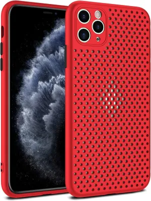 Heat Dissipation Phone Case, New Breathable Hollow Cellular Hole Heat Dissipation Case Full Back Camera Lens Protection Ultra Slim TPU Case Cover (Red, Compatible with iPhone XR)