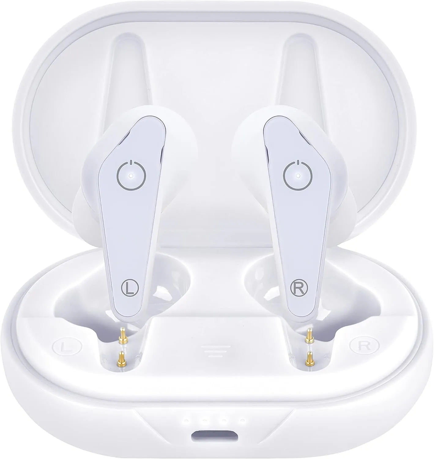 Heavy Duty Premium Sound Noise Canceling Earbuds - Bluetooth 5.0 Waterproof Touch Control Wireless Headphones with Charging Case (White)