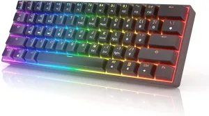 HK GAMING GK61 Mechanical Gaming Keyboard - 61 Keys Multi Color RGB Illuminated LED Backlit Wired Programmable for PC/Mac Gamer (Gateron Optical Yellow, Black)