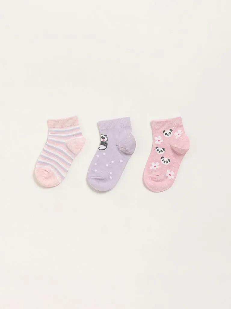 HOP Kids Lilac Assorted Pastel Printed Socks - Pack of 3