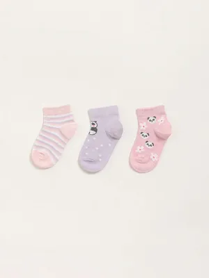 HOP Kids Lilac Assorted Pastel Printed Socks - Pack of 3