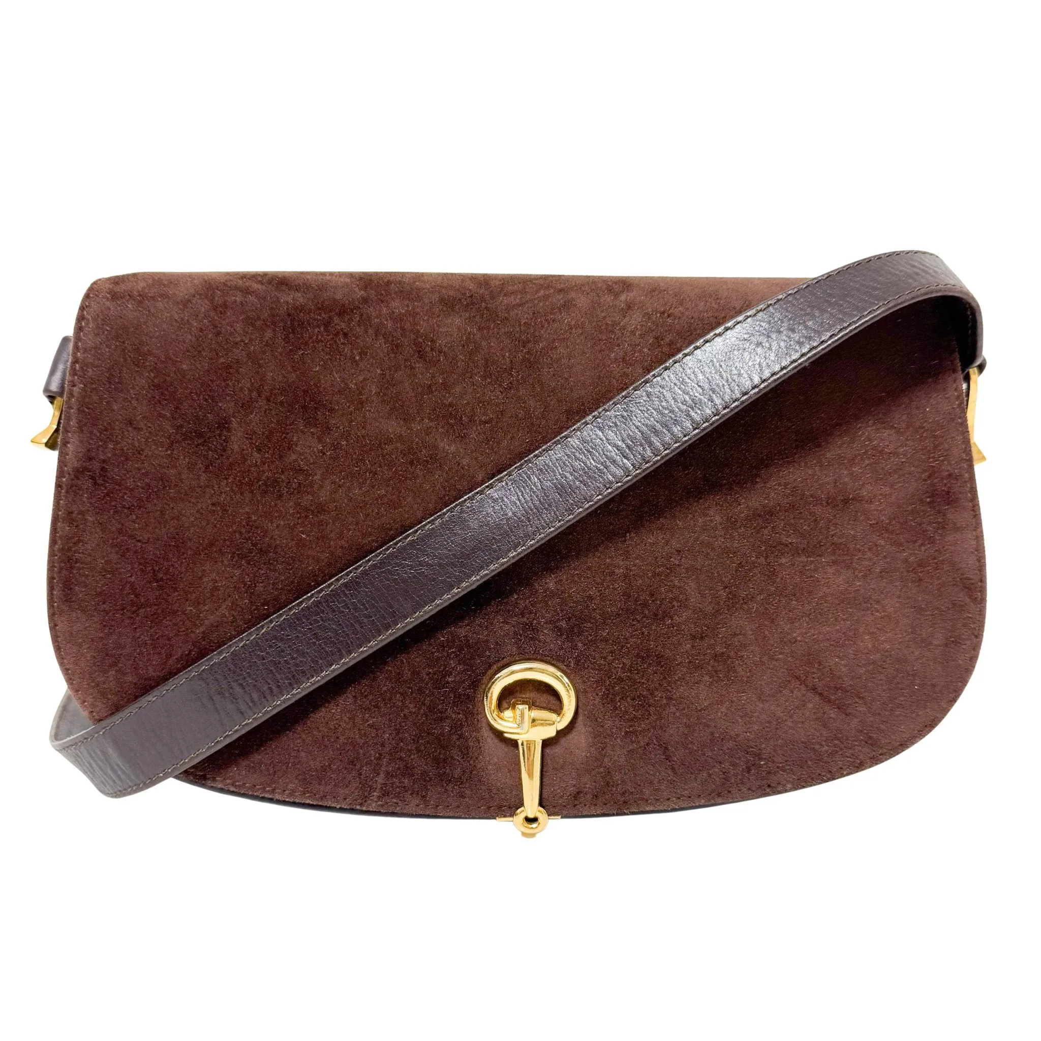 Horsebit Suede Brown Shoulder Bag