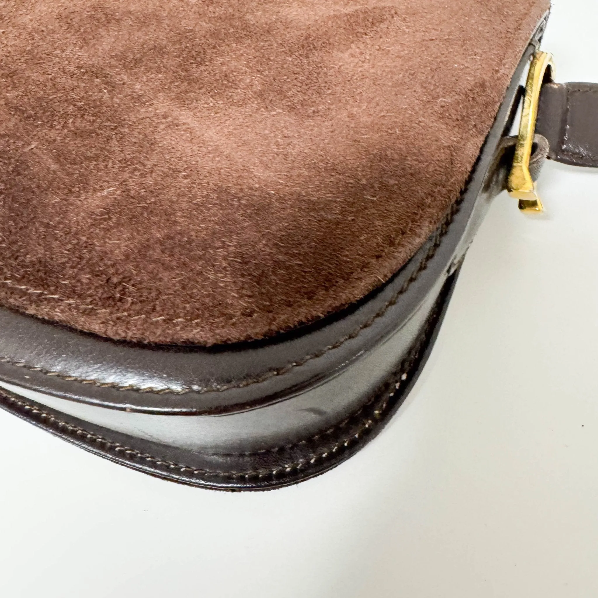 Horsebit Suede Brown Shoulder Bag