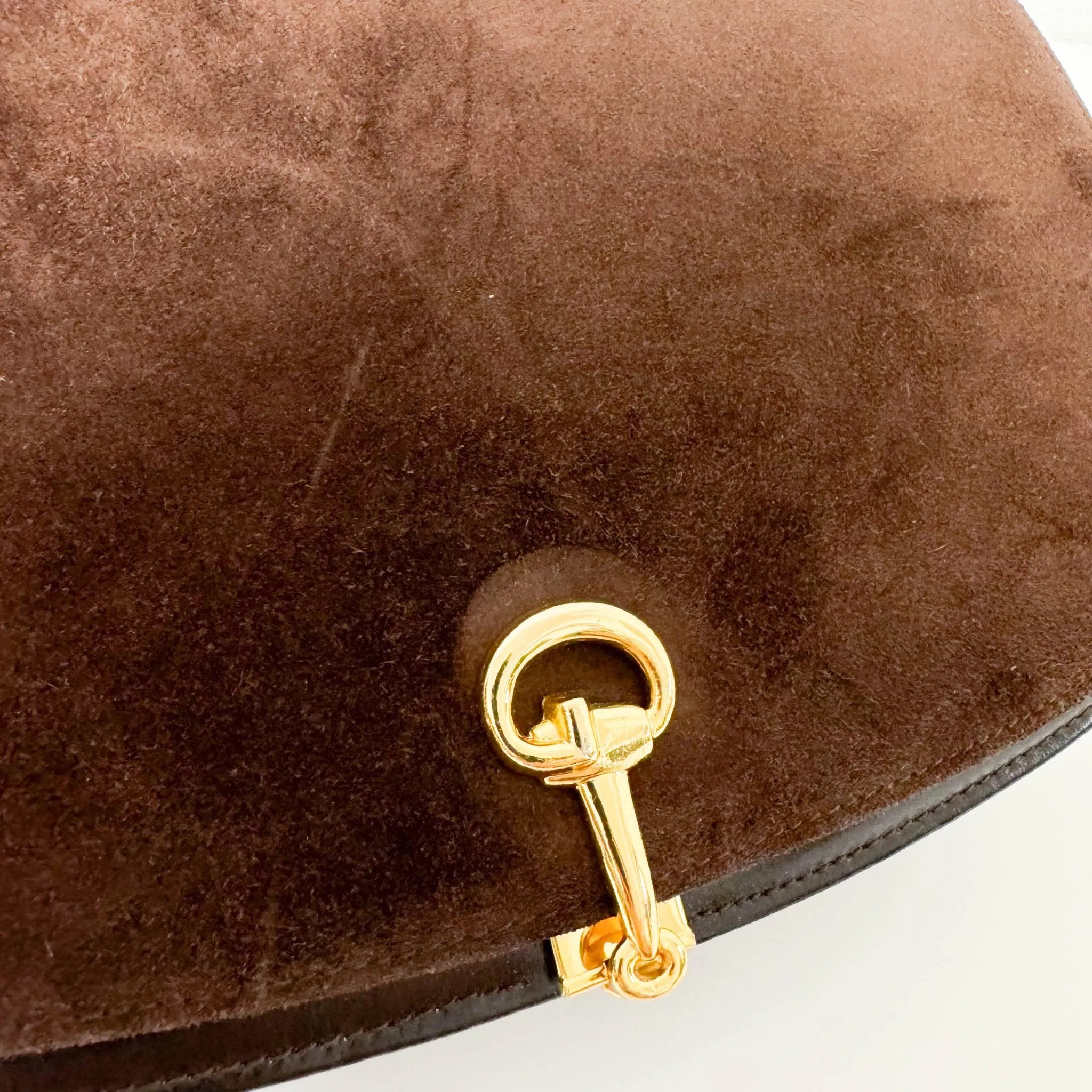 Horsebit Suede Brown Shoulder Bag