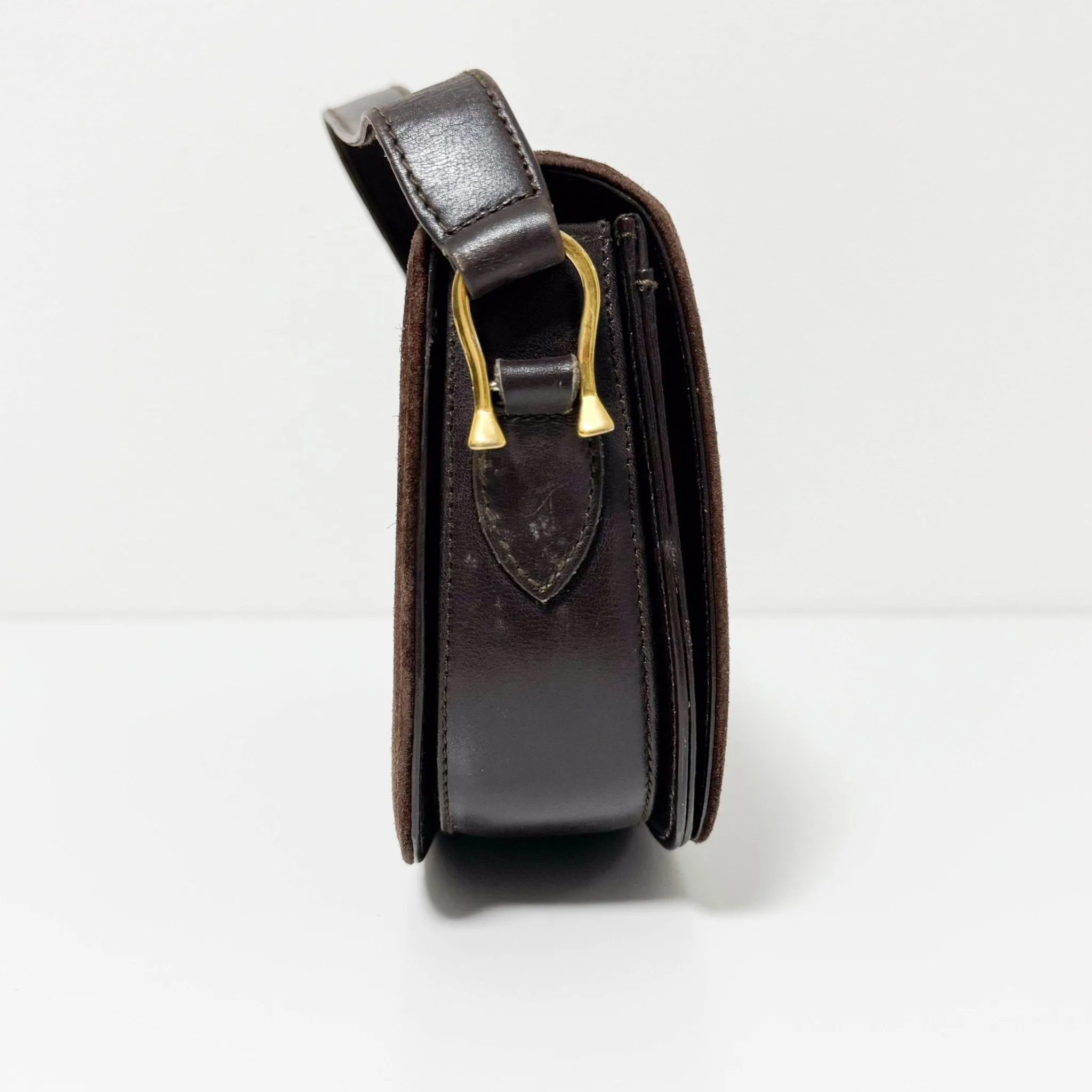 Horsebit Suede Brown Shoulder Bag