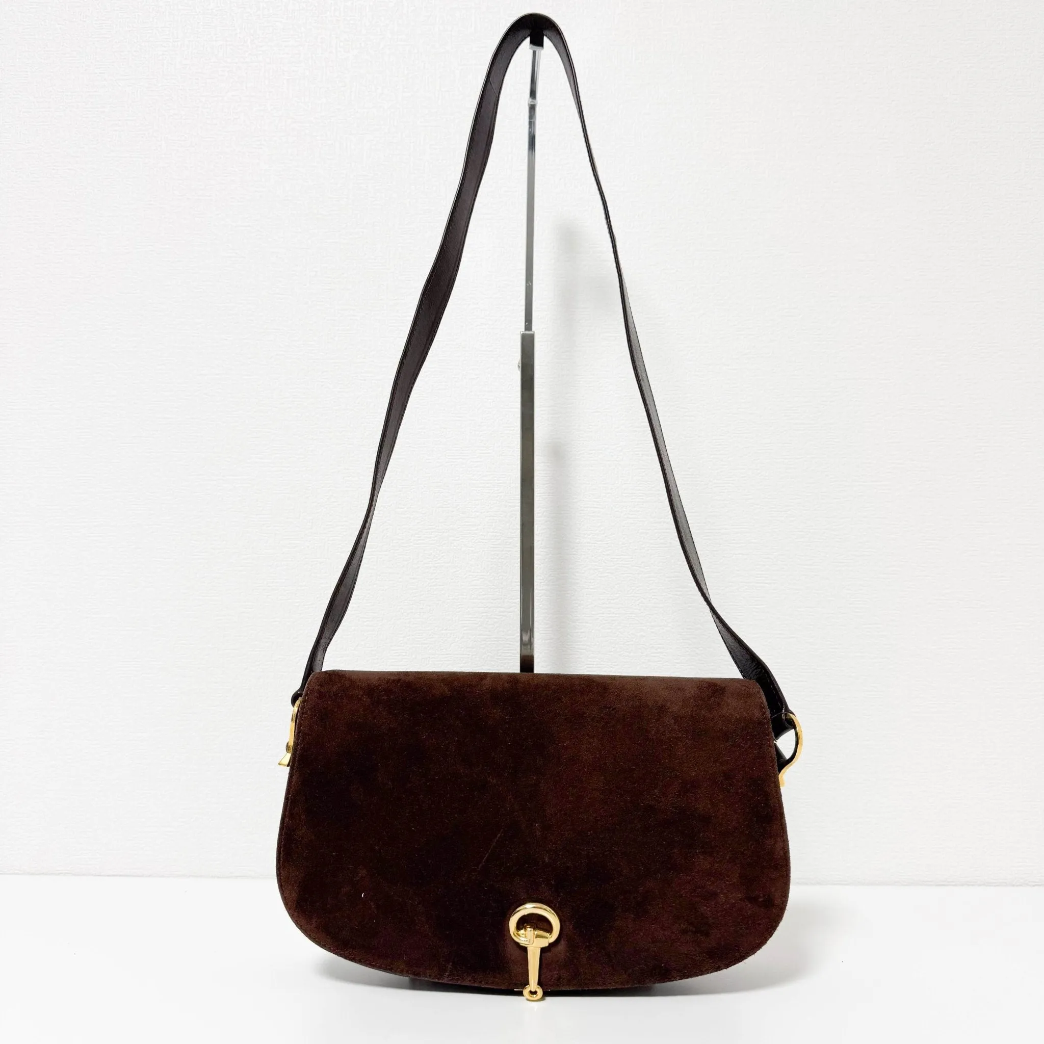 Horsebit Suede Brown Shoulder Bag