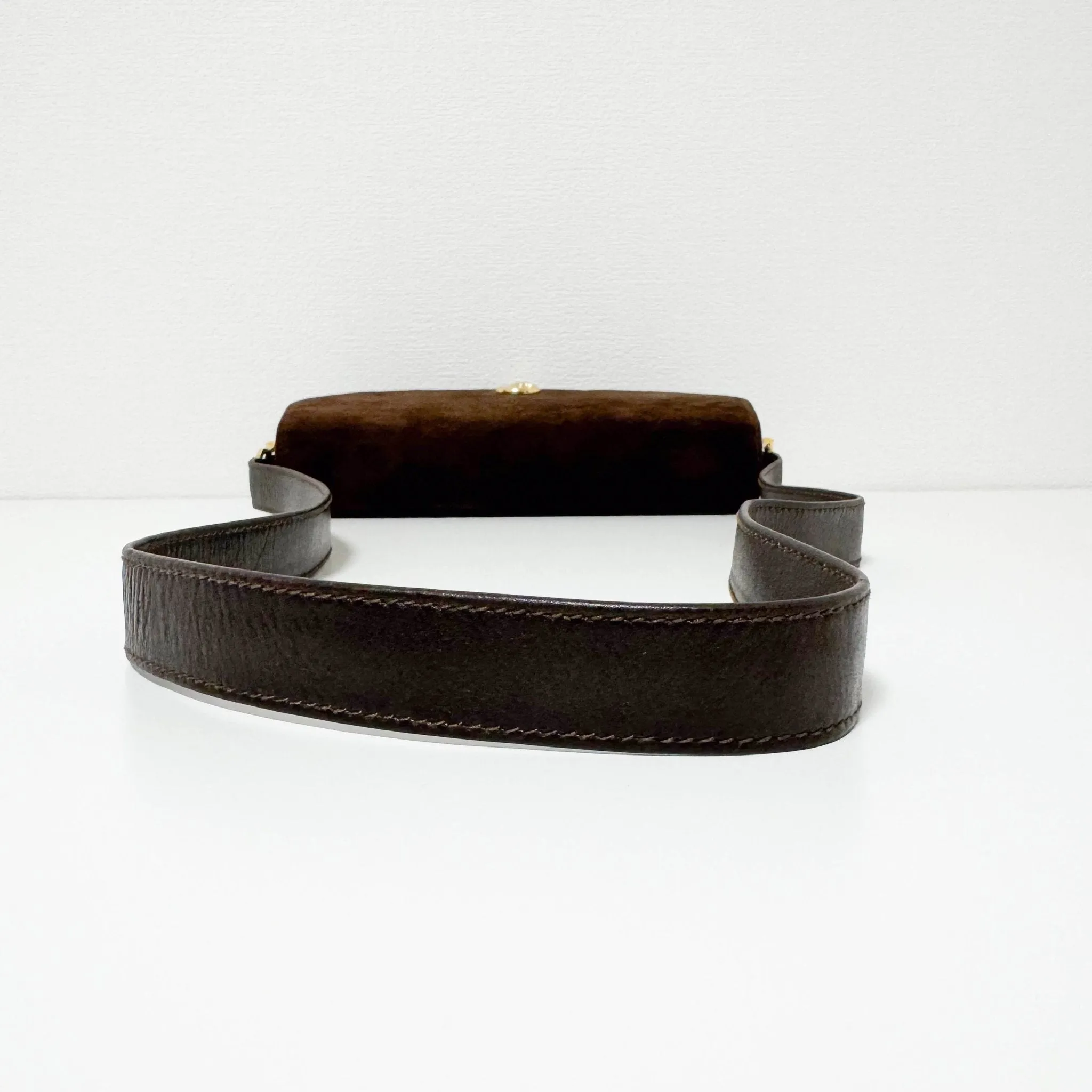 Horsebit Suede Brown Shoulder Bag