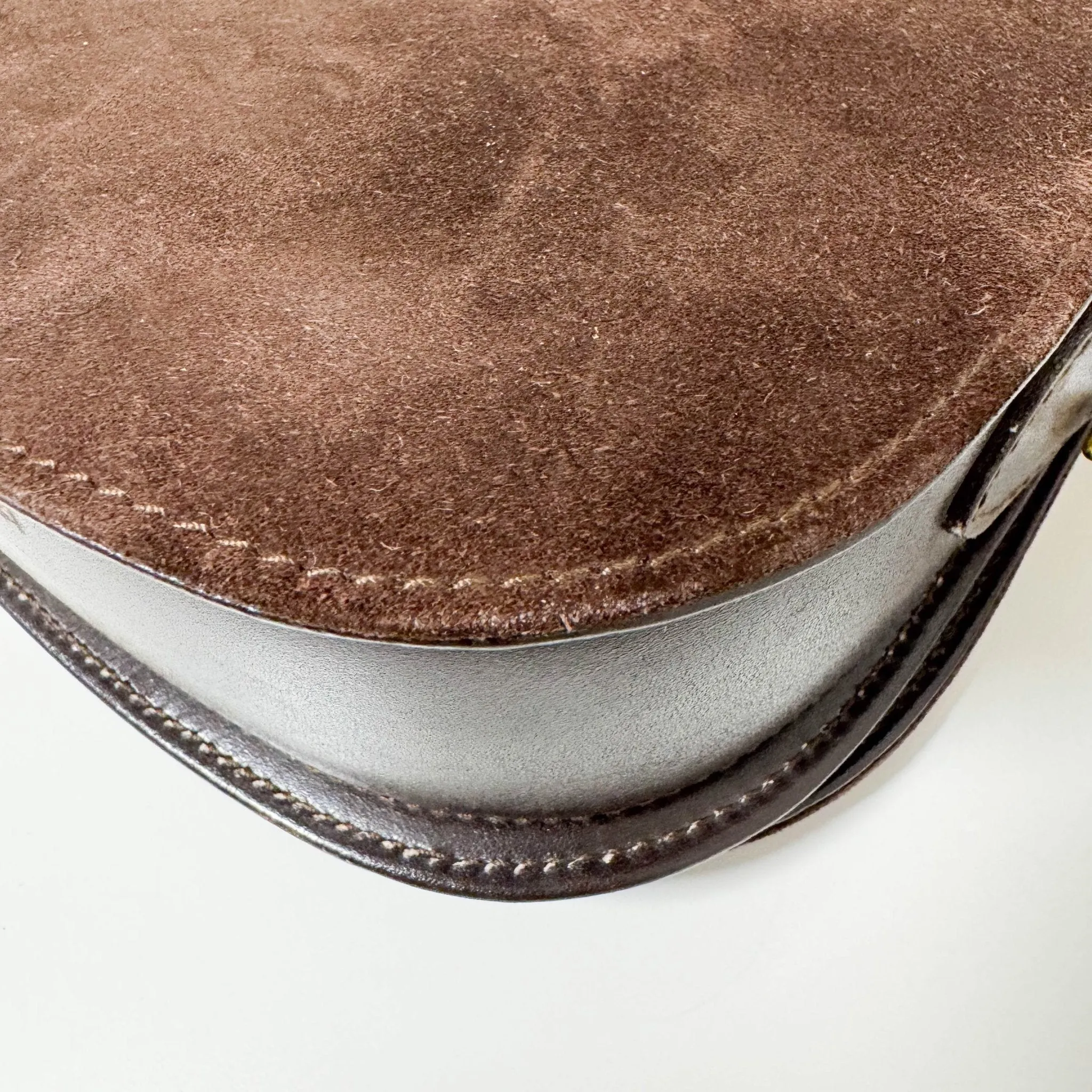 Horsebit Suede Brown Shoulder Bag
