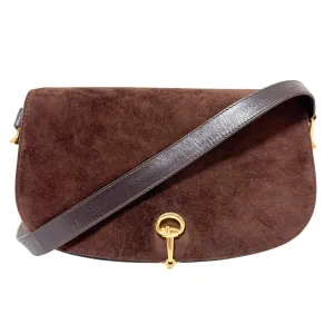 Horsebit Suede Brown Shoulder Bag