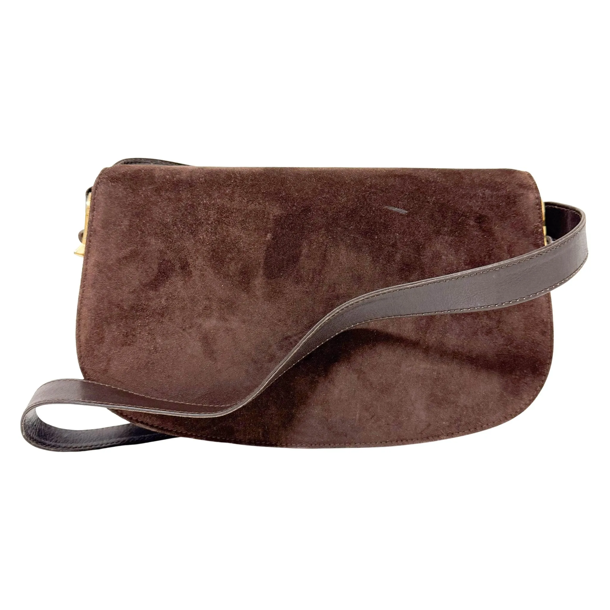 Horsebit Suede Brown Shoulder Bag