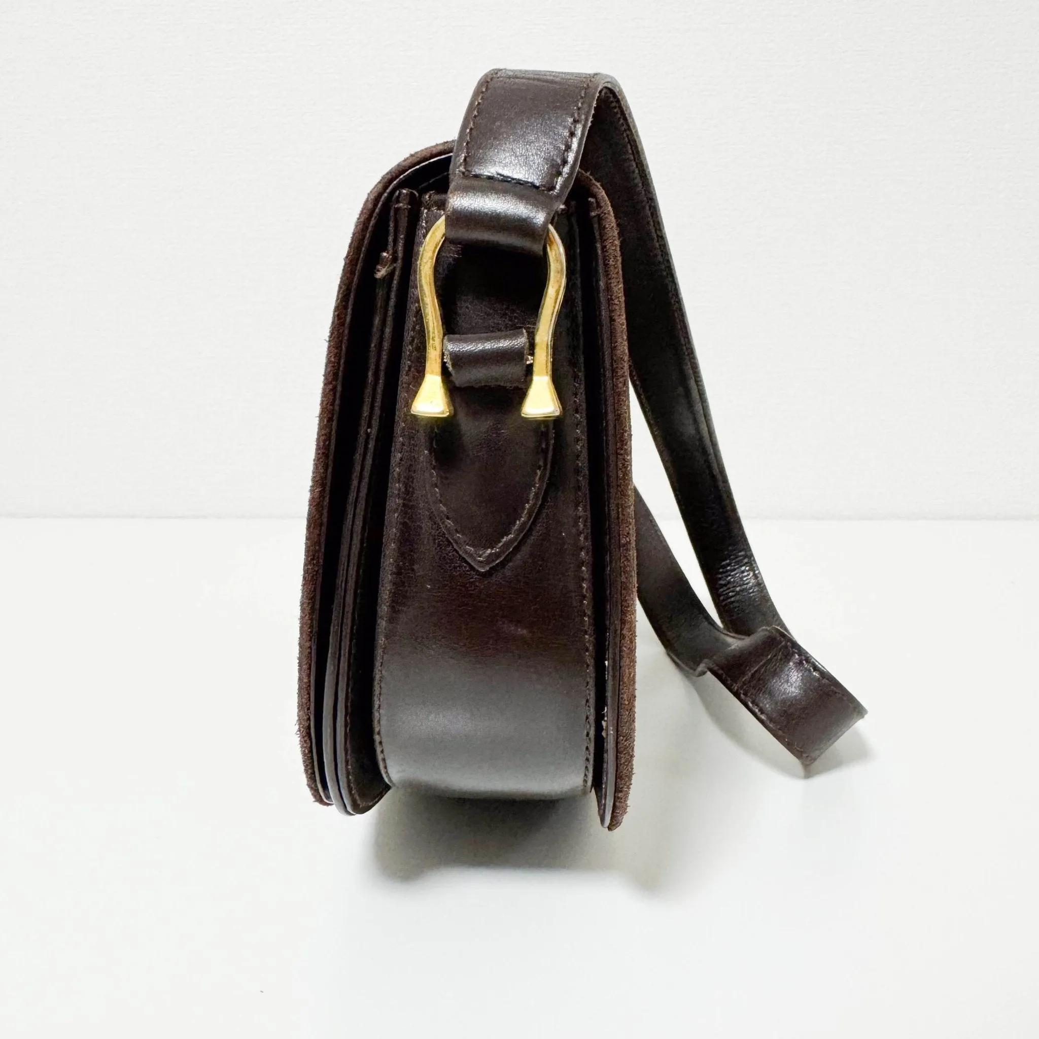 Horsebit Suede Brown Shoulder Bag