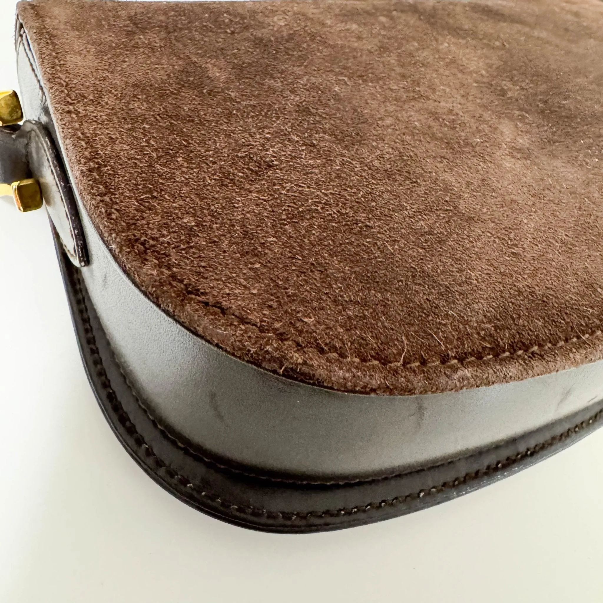 Horsebit Suede Brown Shoulder Bag