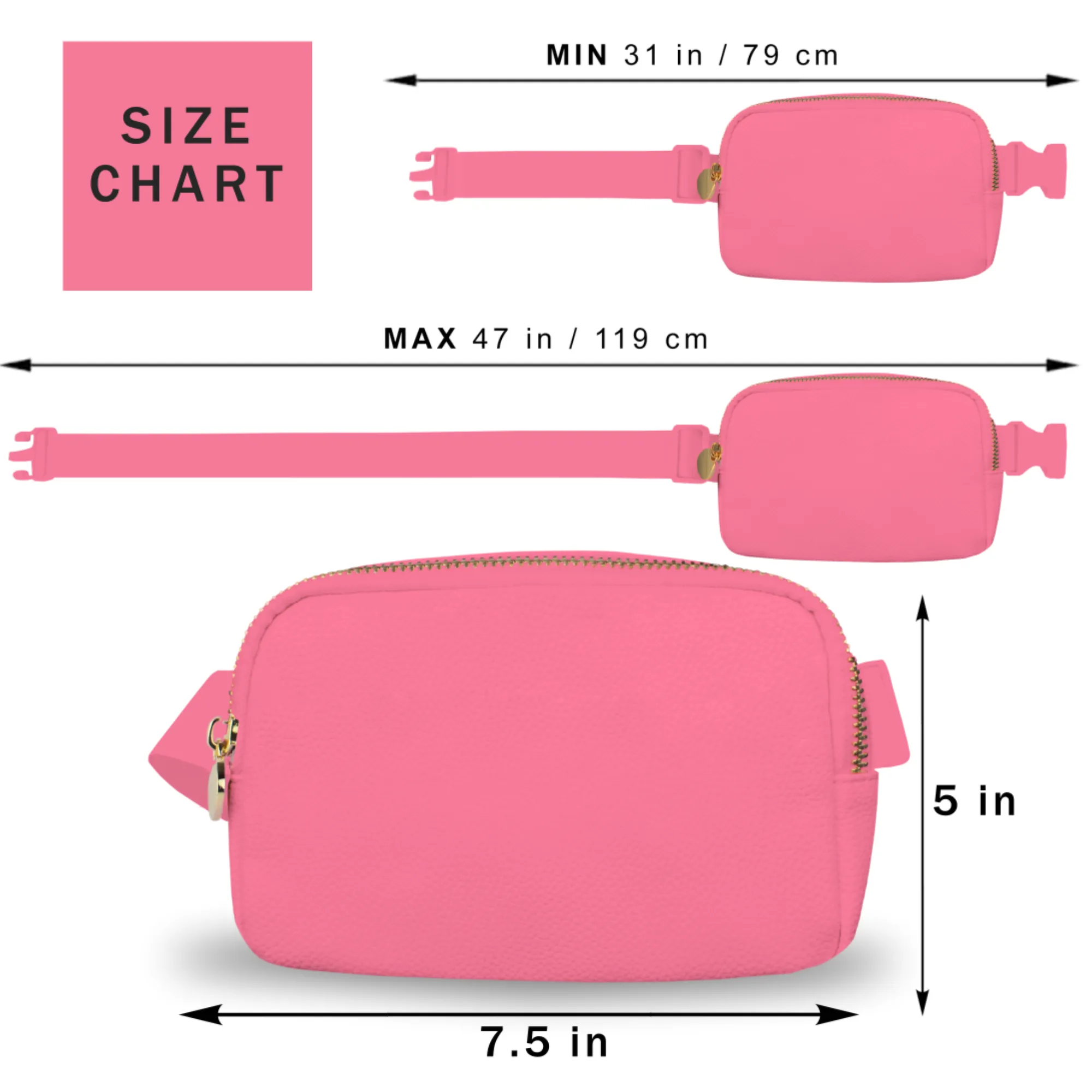 Hot Pink Leather Belt Bag Womens - Leather Fanny Pack Women - Crossbody Bag Waist Pack Bum Bag