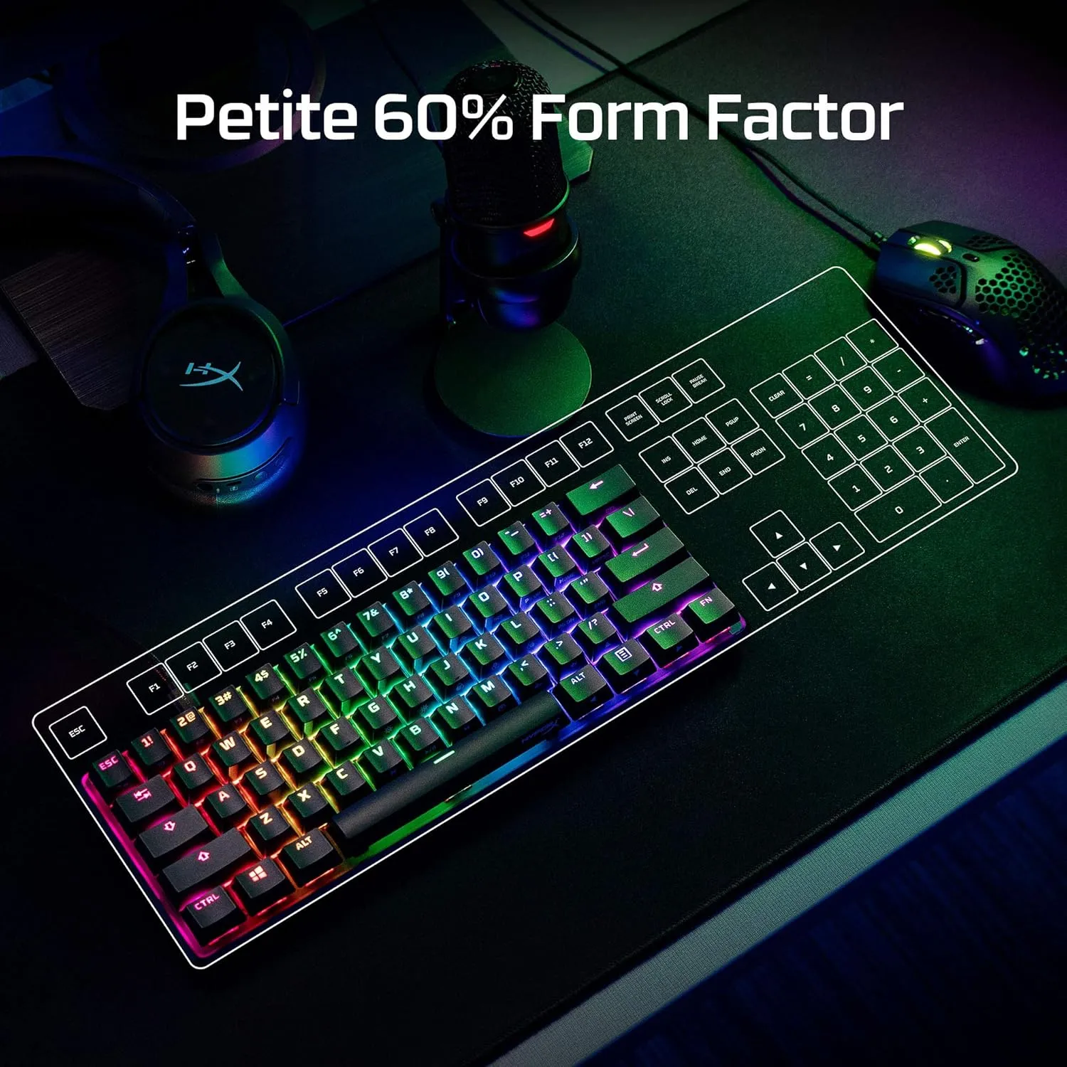 HyperX Alloy Origins 60 - Mechanical Gaming Keyboard, Ultra Compact 60% Form Factor, Double Shot PBT Keycaps, RGB LED Backlit, NGENUITY Software Compatible - Linear HyperX Red Switch,Black