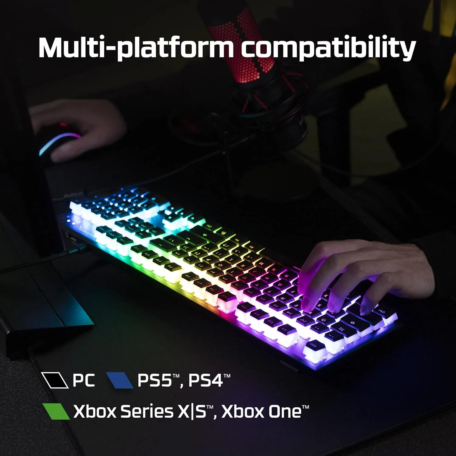 HyperX Alloy Origins 60 - Mechanical Gaming Keyboard, Ultra Compact 60% Form Factor, Double Shot PBT Keycaps, RGB LED Backlit, NGENUITY Software Compatible - Linear HyperX Red Switch,Black
