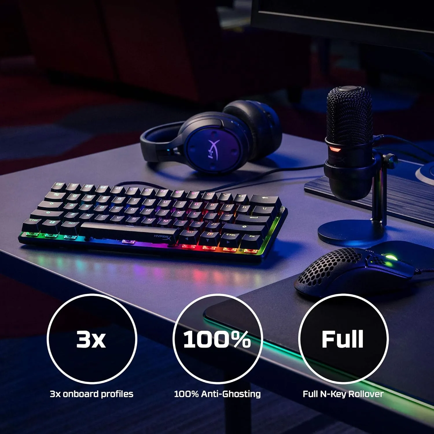 HyperX Alloy Origins 60 - Mechanical Gaming Keyboard, Ultra Compact 60% Form Factor, Double Shot PBT Keycaps, RGB LED Backlit, NGENUITY Software Compatible - Linear HyperX Red Switch,Black