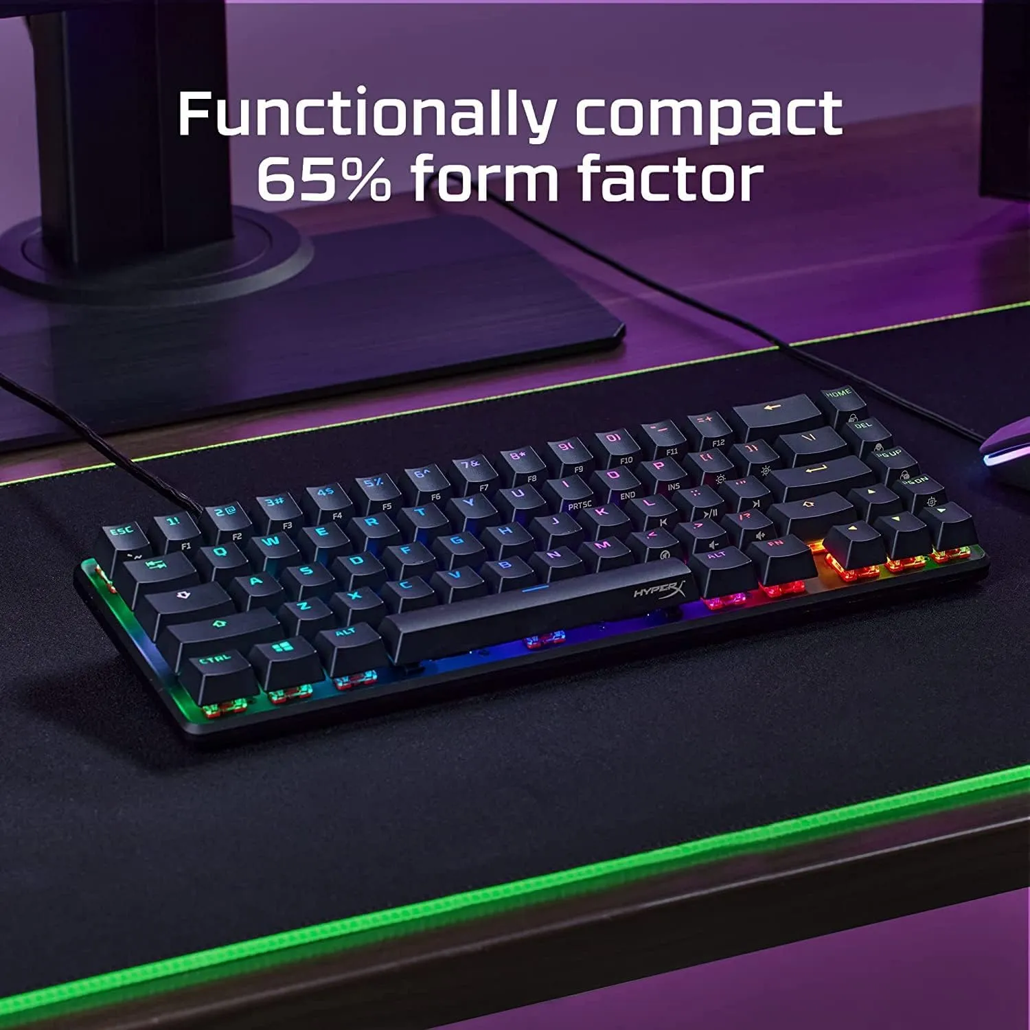 HyperX Alloy Origins 65 Mechanical Gaming Keyboard PBT RGB Backlit Aqua Switch ABS Keycaps Compatible PS5, PS4, Xbox Series X|S, NGENUITY Software, Windows, Laptop Computer Desk Setup, Black (Renewed)