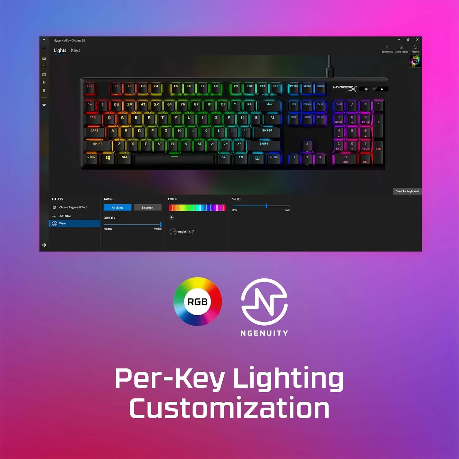 HyperX Alloy Origins PBT - Mechanical Gaming Keyboard, PBT Keycaps, RGB Lighting, Compact, Aluminum Body, Adjustable Feet, Customizable with HyperX NGENUITY, Onboard Memory - HyperX Linear Red Switch