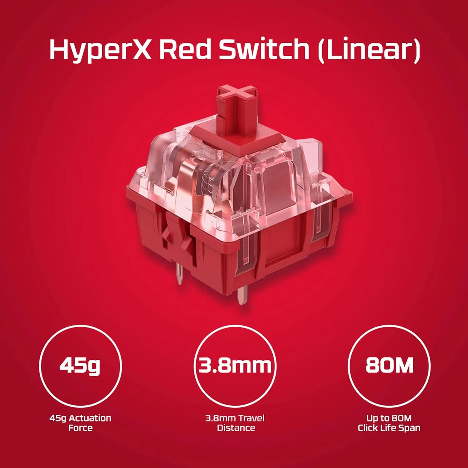 HyperX Alloy Origins PBT - Mechanical Gaming Keyboard, PBT Keycaps, RGB Lighting, Compact, Aluminum Body, Adjustable Feet, Customizable with HyperX NGENUITY, Onboard Memory - HyperX Linear Red Switch