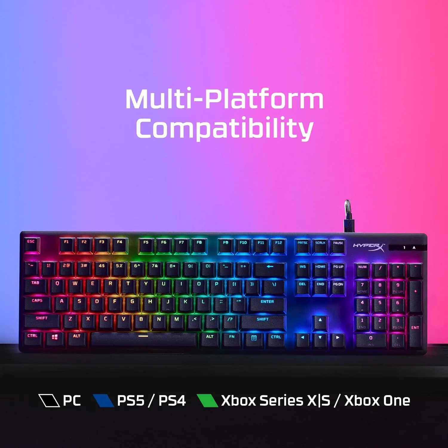HyperX Alloy Origins PBT - Mechanical Gaming Keyboard, PBT Keycaps, RGB Lighting, Compact, Aluminum Body, Adjustable Feet, Customizable with HyperX NGENUITY, Onboard Memory - HyperX Linear Red Switch