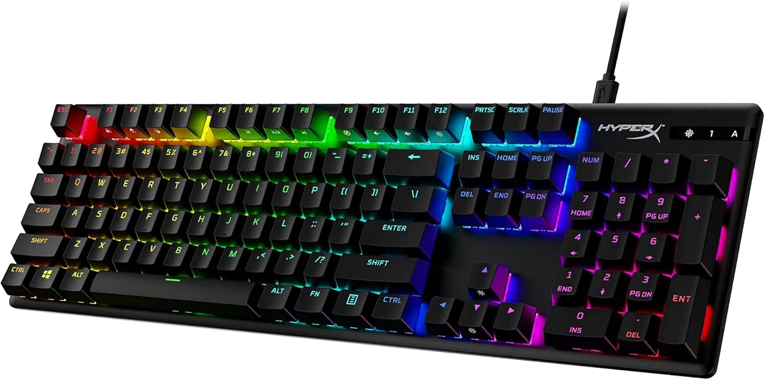 HyperX Alloy Origins PBT - Mechanical Gaming Keyboard, PBT Keycaps, RGB Lighting, Compact, Aluminum Body, Adjustable Feet, Customizable with HyperX NGENUITY, Onboard Memory - HyperX Linear Red Switch