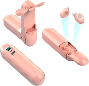 IHAO Sport Bluetooth Headphones Wireless Earphones with Mic 4 in 1 Multifunctional Flashlight HiFi Bass Stereo Sound Waterproof Noise Reduction Headset for Gym Home Office-Luxury Pink F7