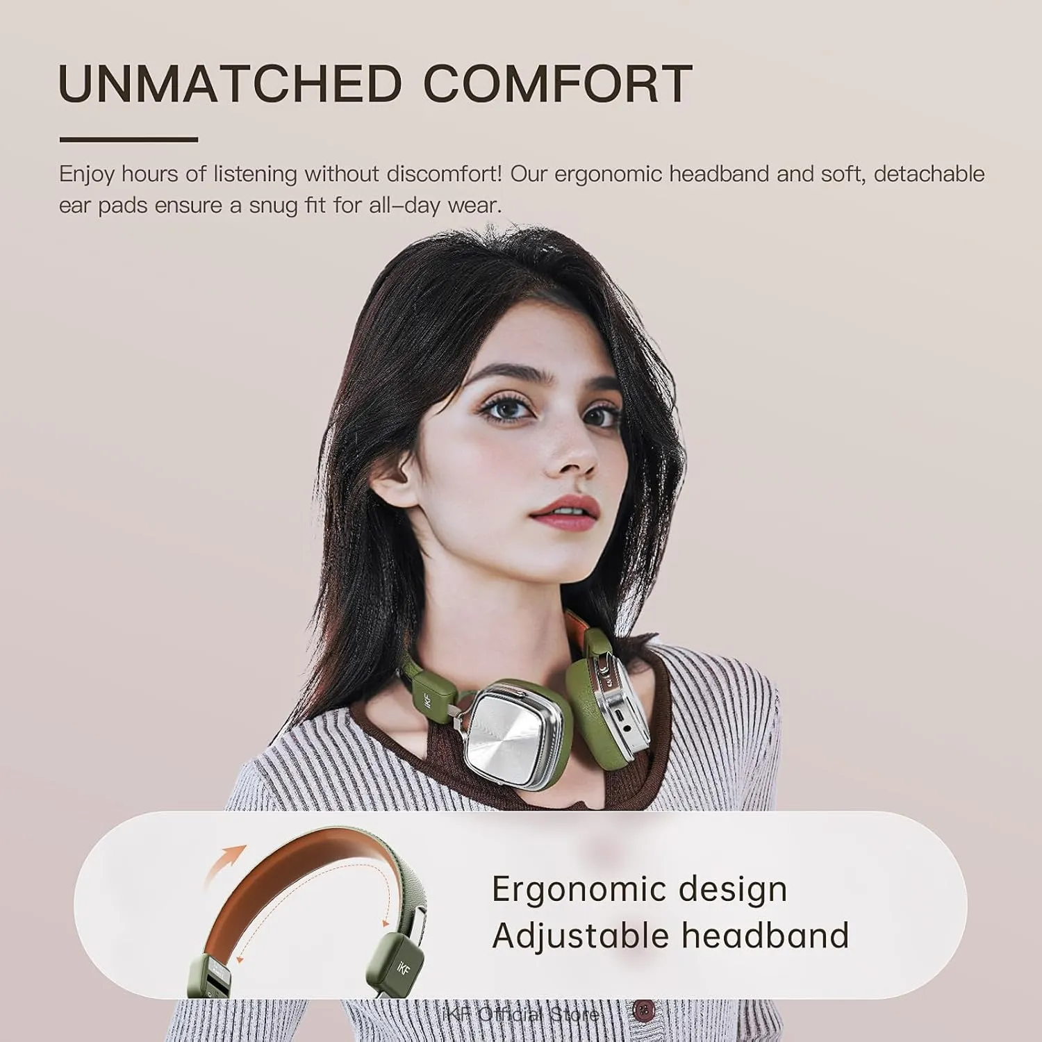 iKF R2 Pro Retro Metal Leather Wireless Headphones with ANC -45dB, 40mm HiFi Drivers, 75H Playback, Bluetooth 5.4 & AUX, Customizable Lighting, ENC 5-Mic Clear Calls, Low Latency,App Control, Black