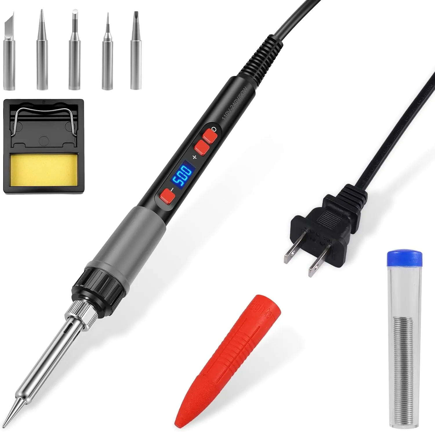 Industrial Grade Welding Pen Repair Tool Set with 5 Soldering Iron Tips, 90W Digital Display Soldering Iron Kit, 356F to 932F Adjustable Temperature Fast Heating for Welding, Electronic Repair