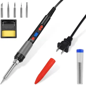 Industrial Grade Welding Pen Repair Tool Set with 5 Soldering Iron Tips, 90W Digital Display Soldering Iron Kit, 356F to 932F Adjustable Temperature Fast Heating for Welding, Electronic Repair