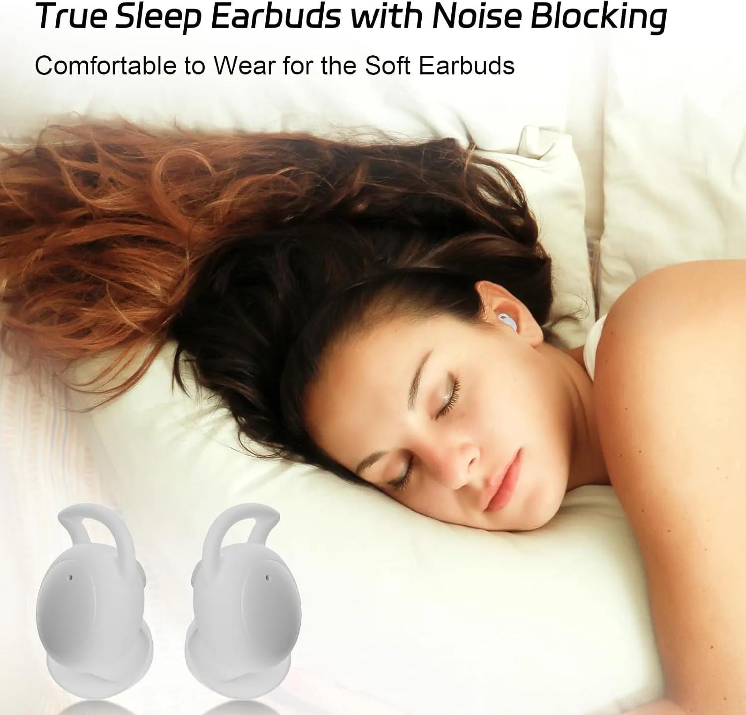Invisible Sleep Earbuds, Bluetooth 5.3 Wireless Sleep Earbuds for Side Sleepers,Small Sleepbuds Comfortable Noise Blocking, IPX6 Waterproof Tiny Headphones for Sleeping, Workout, White