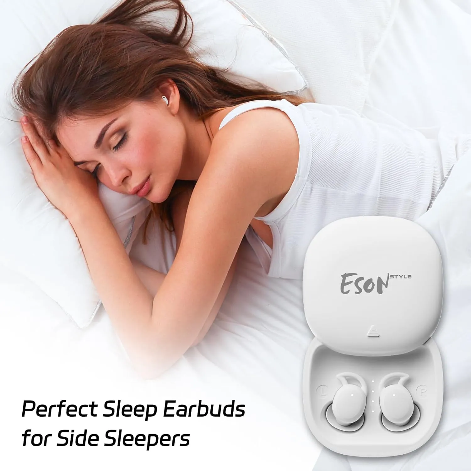 Invisible Sleep Earbuds, Bluetooth 5.3 Wireless Sleep Earbuds for Side Sleepers,Small Sleepbuds Comfortable Noise Blocking, IPX6 Waterproof Tiny Headphones for Sleeping, Workout, White