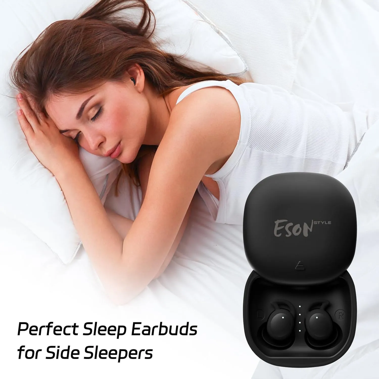 Invisible Sleep Headphones, Sleep Earbuds for Side Sleepers, Mini Sleepbuds Comfortable Noise Blocking, IPX6 Waterproof Bluetooth 5.3 Wireless Earbuds for Sleeping, Workout, Black