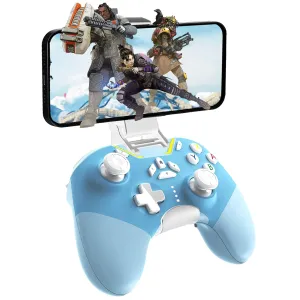 iPhone Controller with Phone Clip, Hall Effect Joystick Wireless Bluetooth Gaming Controller for Android/iPhone/Apple Arcade MFi Games/PC/Switch/Steam with Macro/Lock Joystick Speed/6-Axis/Motor/Turbo