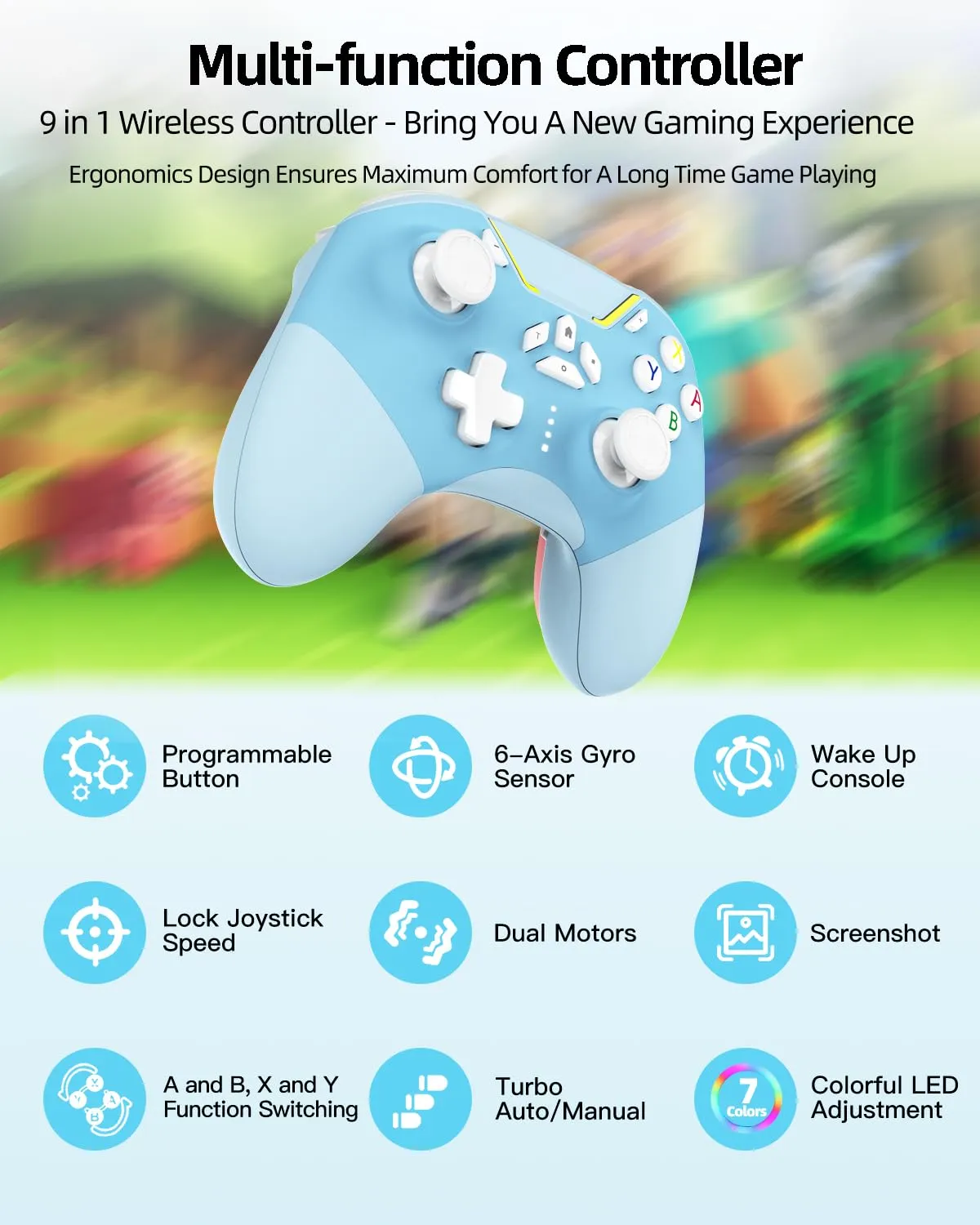 iPhone Controller with Phone Clip, Hall Effect Joystick Wireless Bluetooth Gaming Controller for Android/iPhone/Apple Arcade MFi Games/PC/Switch/Steam with Macro/Lock Joystick Speed/6-Axis/Motor/Turbo