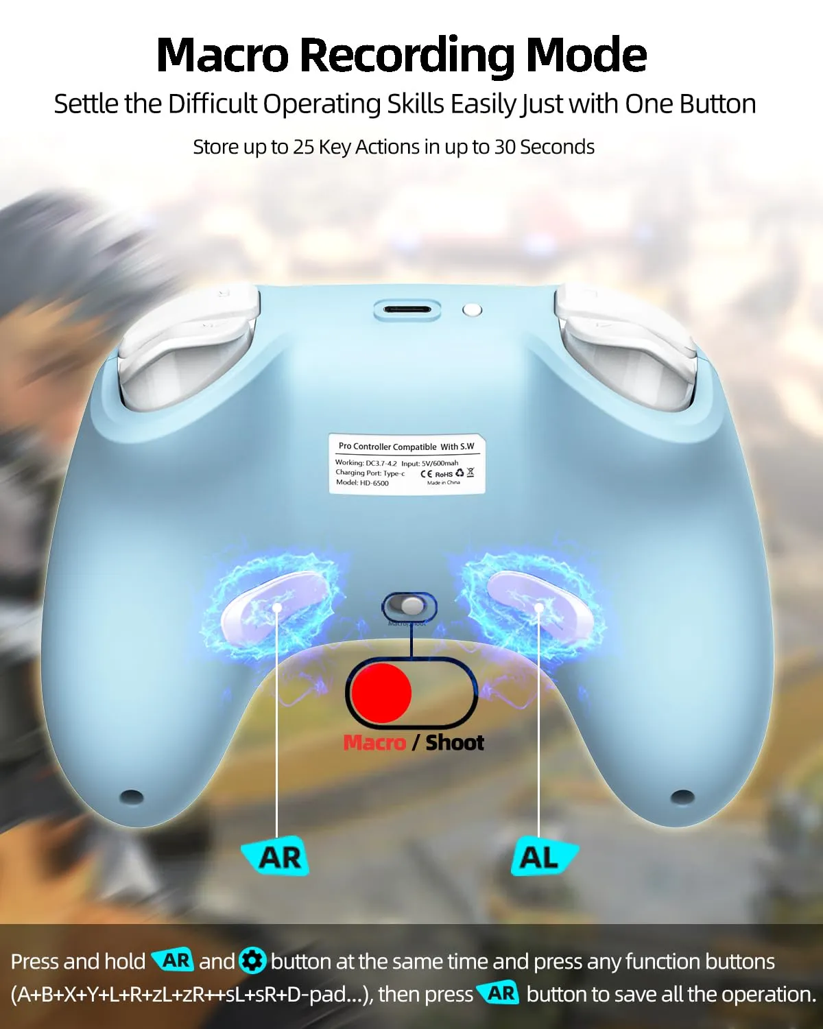 iPhone Controller with Phone Clip, Hall Effect Joystick Wireless Bluetooth Gaming Controller for Android/iPhone/Apple Arcade MFi Games/PC/Switch/Steam with Macro/Lock Joystick Speed/6-Axis/Motor/Turbo