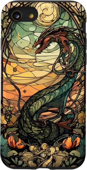 iPhone SE (2020) / 7 / 8 Dragon Colored Stained Glass Window Vintage Dragon Case