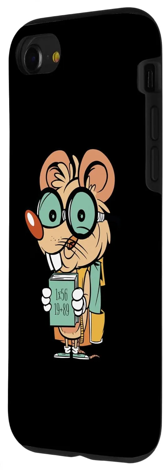 iPhone SE (2020) / 7 / 8 Mouse with Glasses and Maths Book for Men Women Children Case