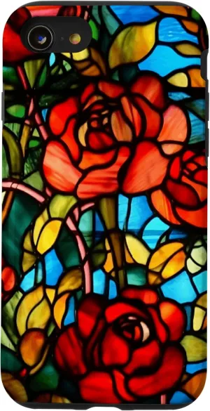 iPhone SE (2020) / 7 / 8 Roses Colored Stained Glass Window Vintage Roses Case