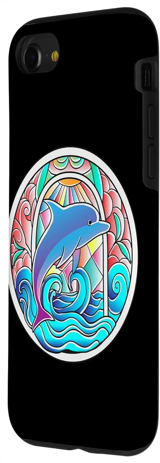 iPhone SE (2020) / 7 / 8 Stained Glass Art Dolphin Colorful Glasswork Design Case