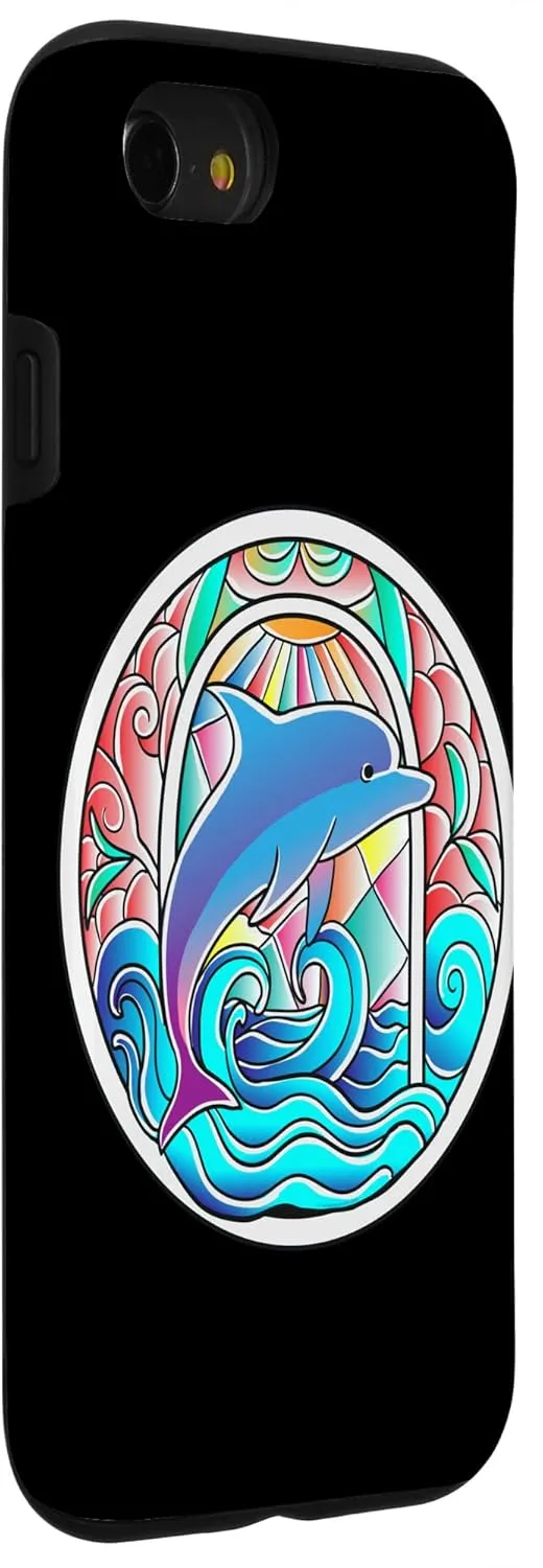 iPhone SE (2020) / 7 / 8 Stained Glass Art Dolphin Colorful Glasswork Design Case