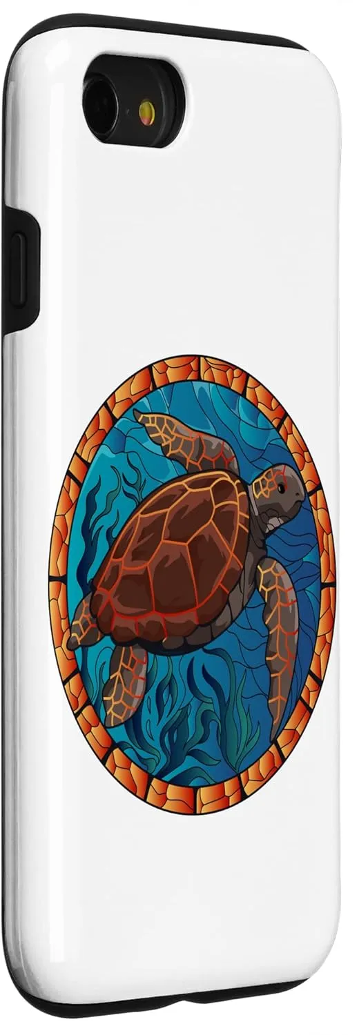 iPhone SE (2020) / 7 / 8 Stained Glass Art Sea Turtle Colorful Glasswork Design Case