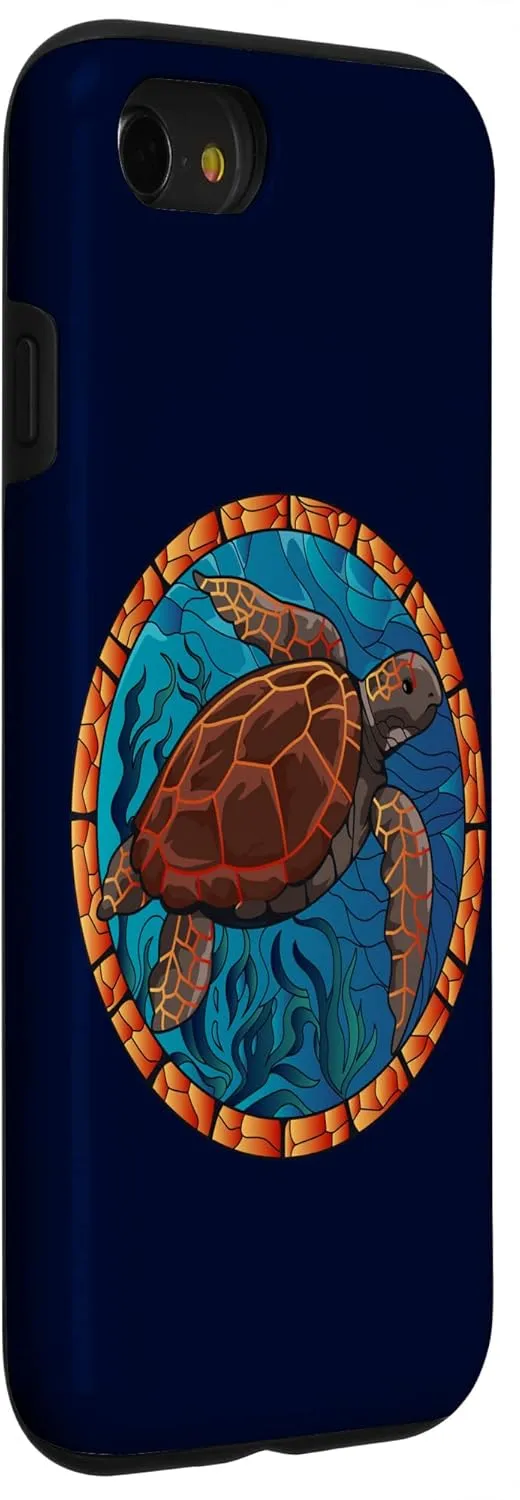 iPhone SE (2020) / 7 / 8 Stained Glass Art Sea Turtle Colorful Glasswork Design Case
