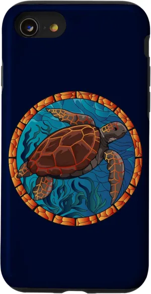 iPhone SE (2020) / 7 / 8 Stained Glass Art Sea Turtle Colorful Glasswork Design Case
